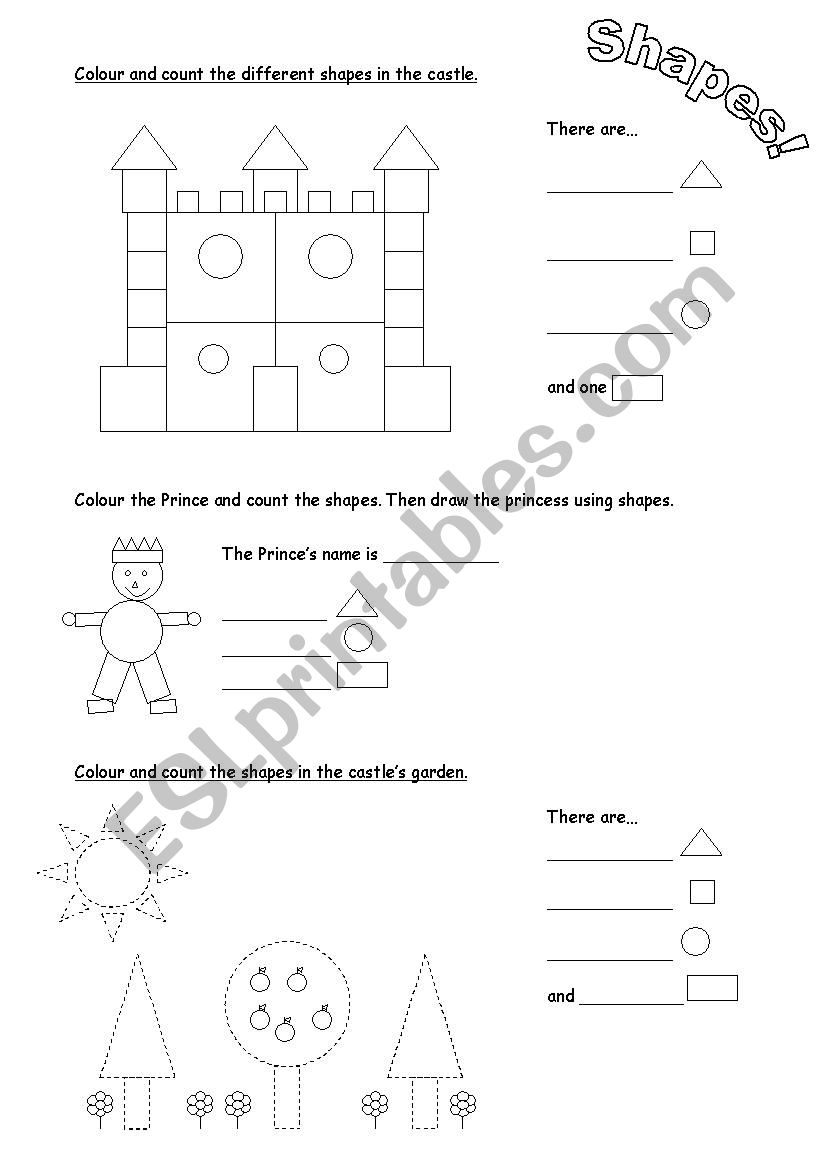 Royal shapes worksheet