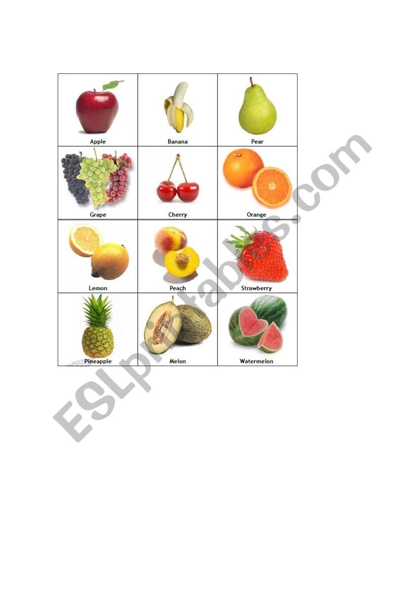 VOCABULARY-FRUITS worksheet