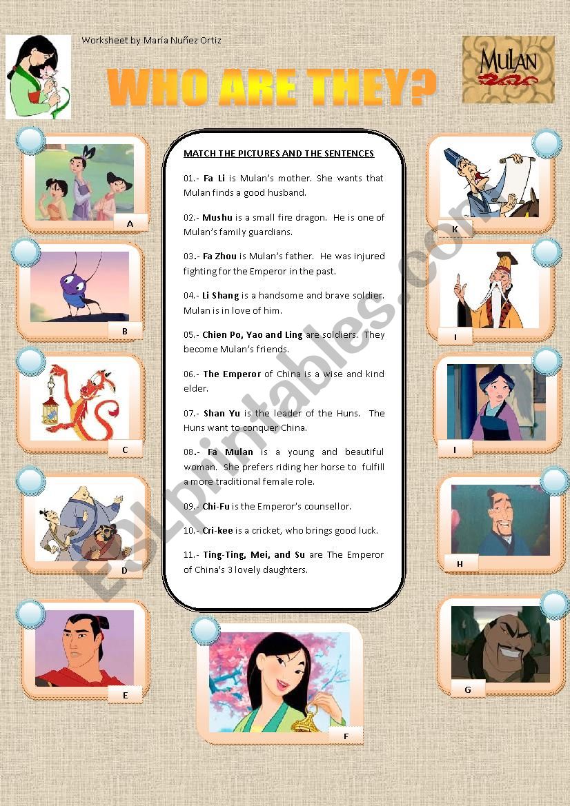 Who are they? - Mulan worksheet