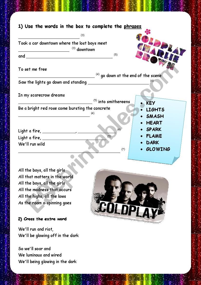 Charlie Brown - Coldplay worksheet