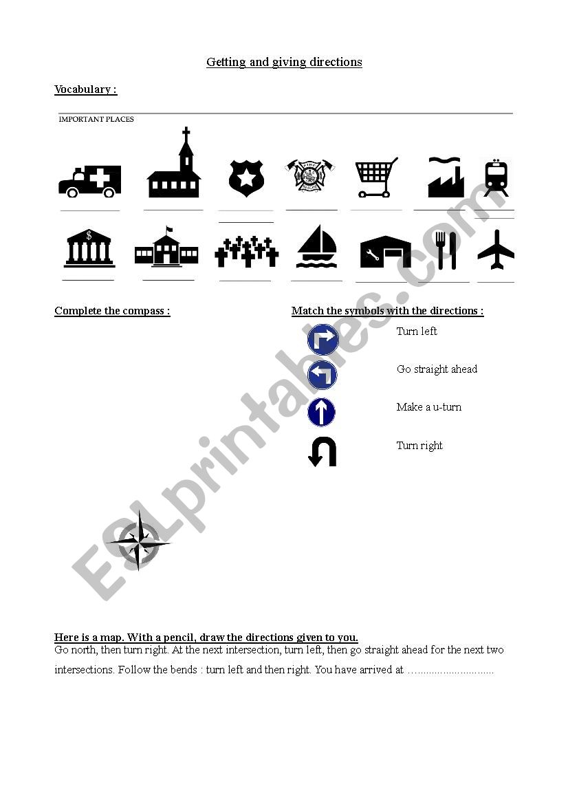 Getting and Giving directions - answers included