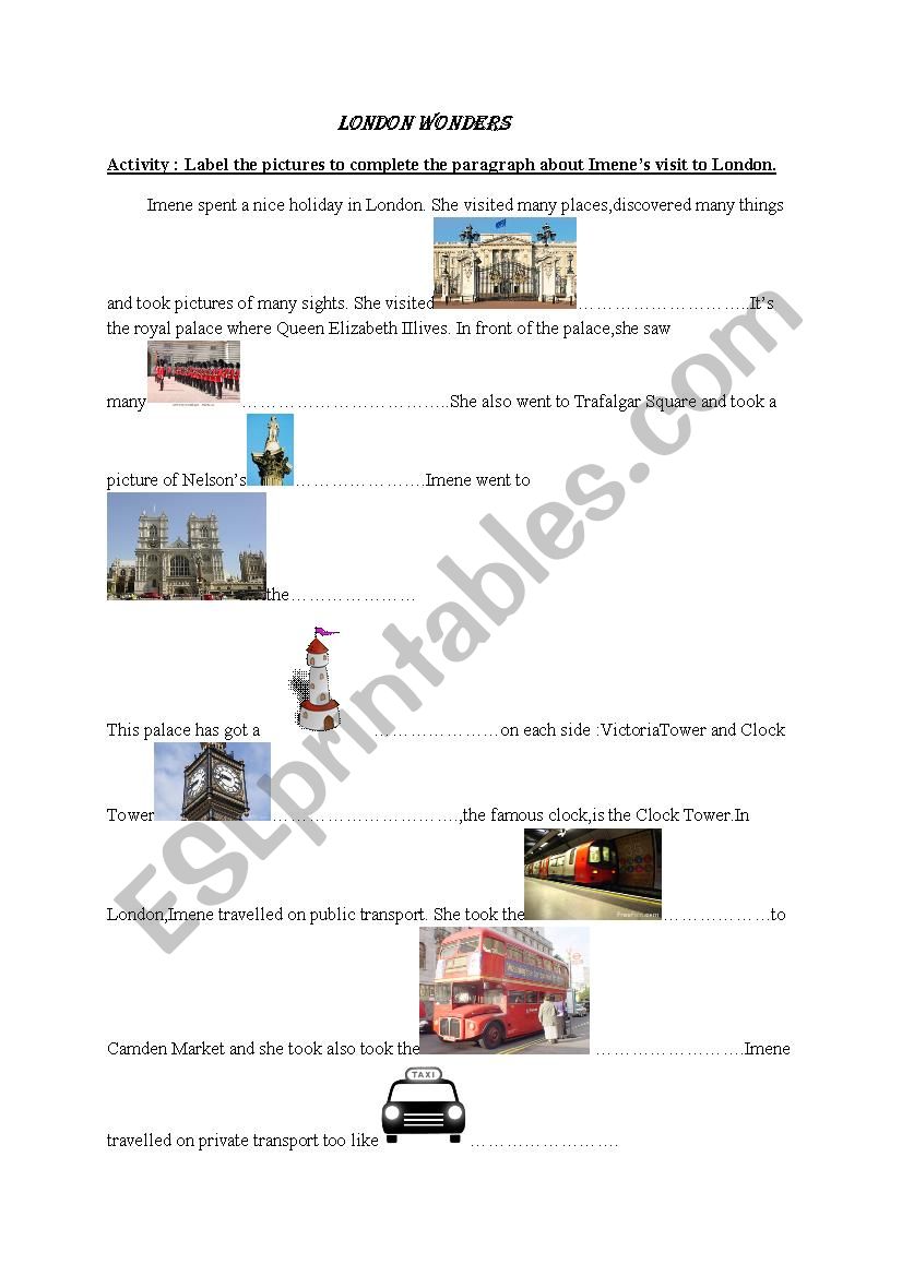 london wonders worksheet