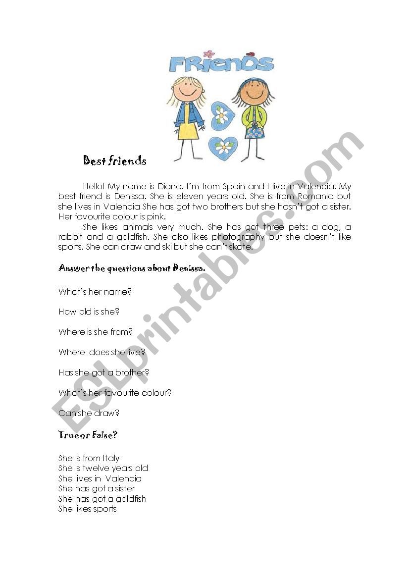 best friends worksheet