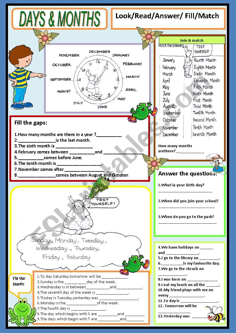 Days & Months worksheet