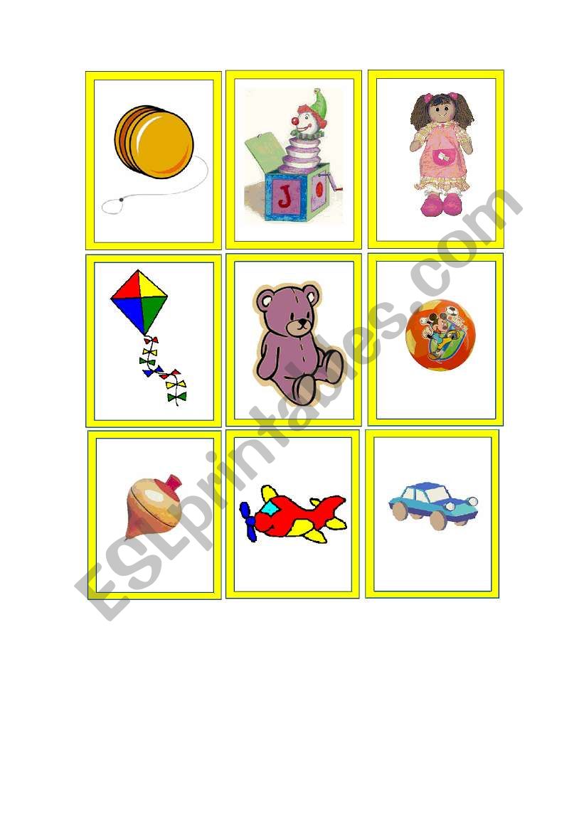 Flashcards toys worksheet