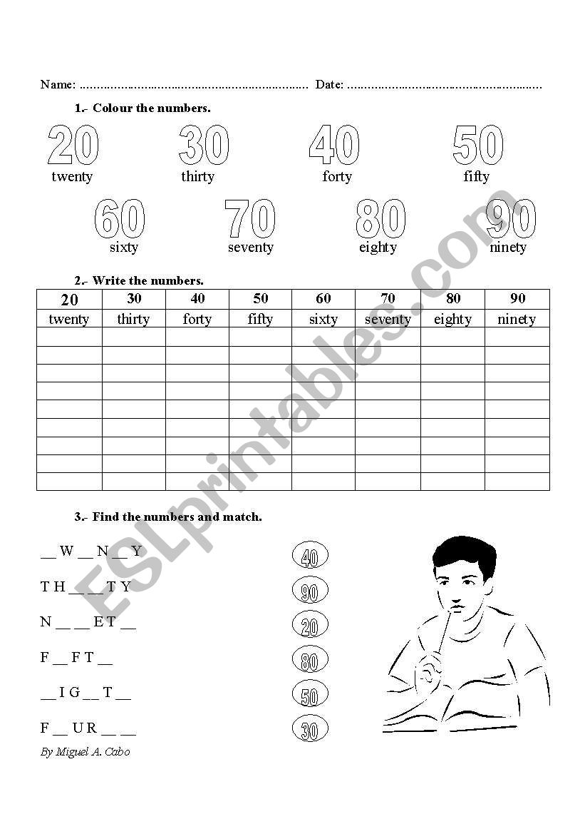 numbers 20-99 worksheet