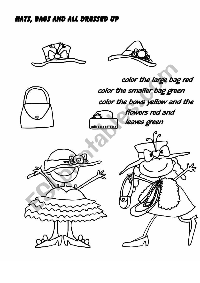 Hats, Bags and Dress up worksheet