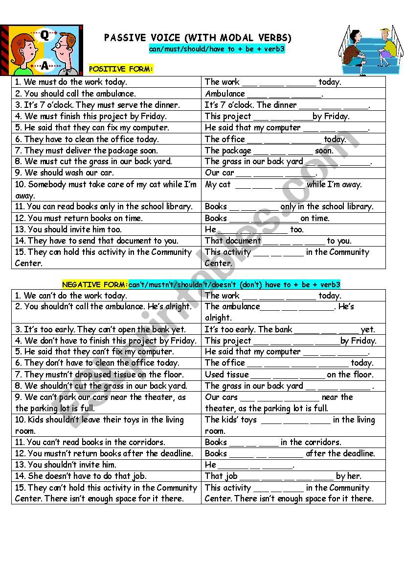 Use passive voice with modal verbs