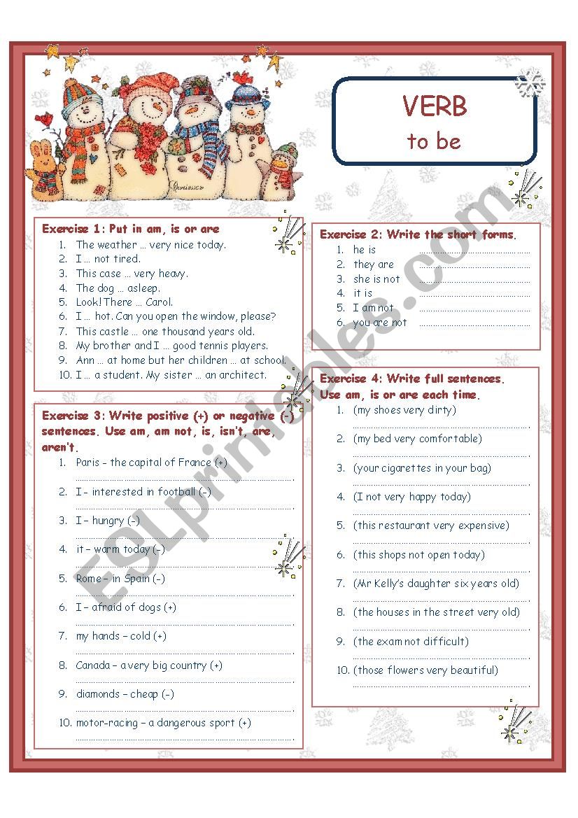 Verb to be worksheet