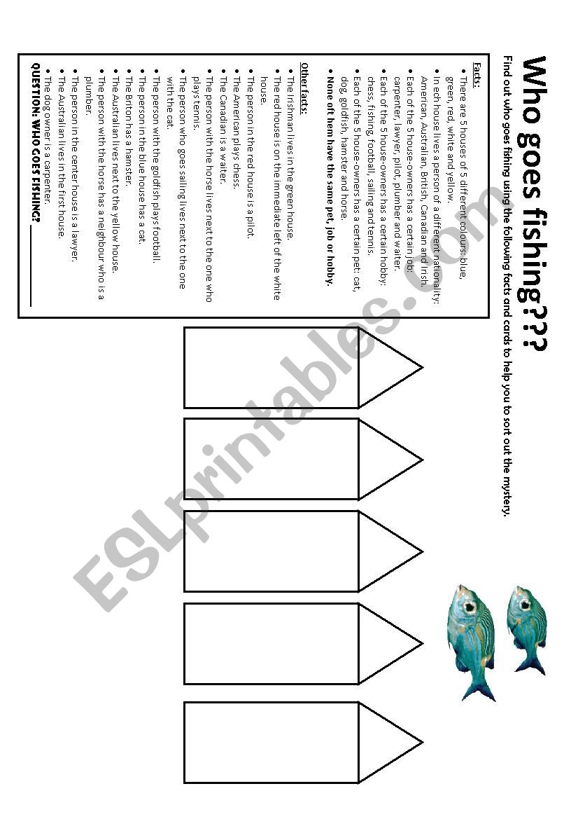 Who goes fishing? worksheet