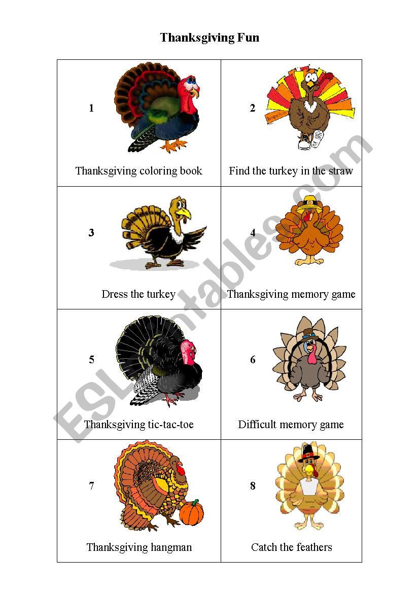 Thanksgiving Computer Games worksheet