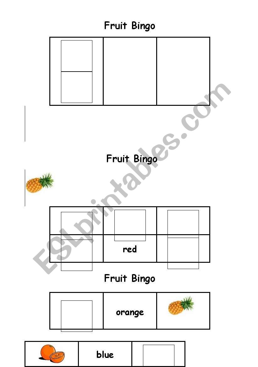 fruit  bingo 1 grids worksheet