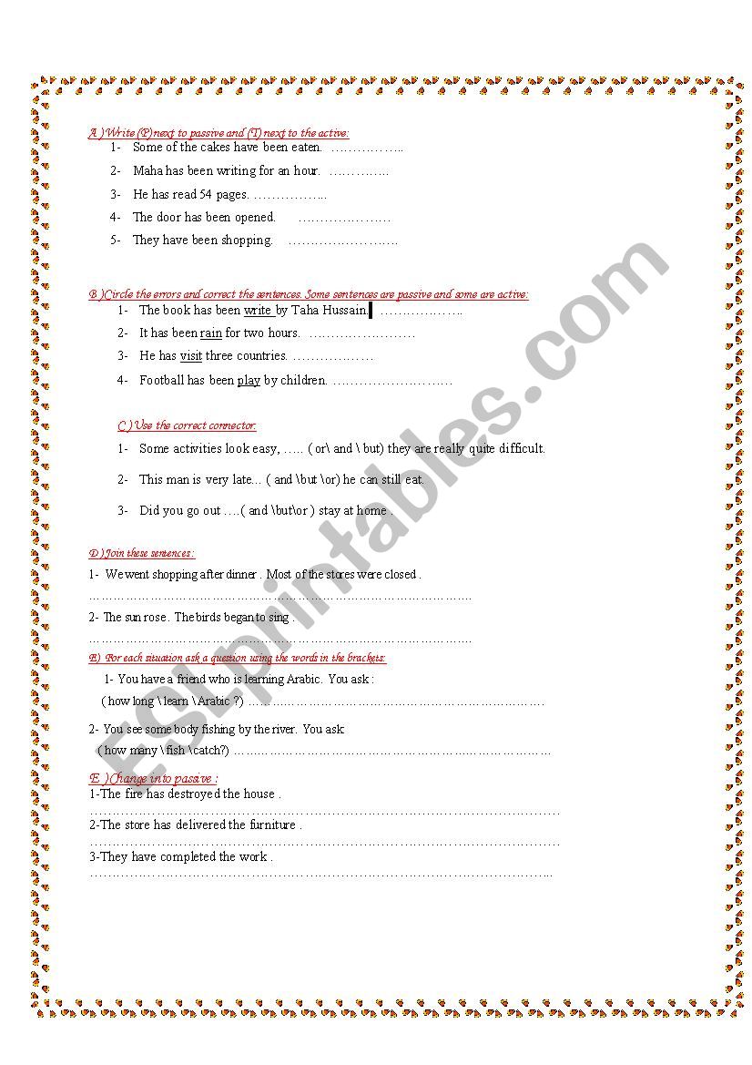 present perfect worksheet