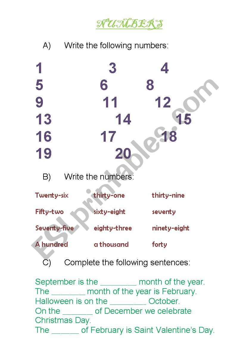 Cardinal numbers or ordinal numbers.