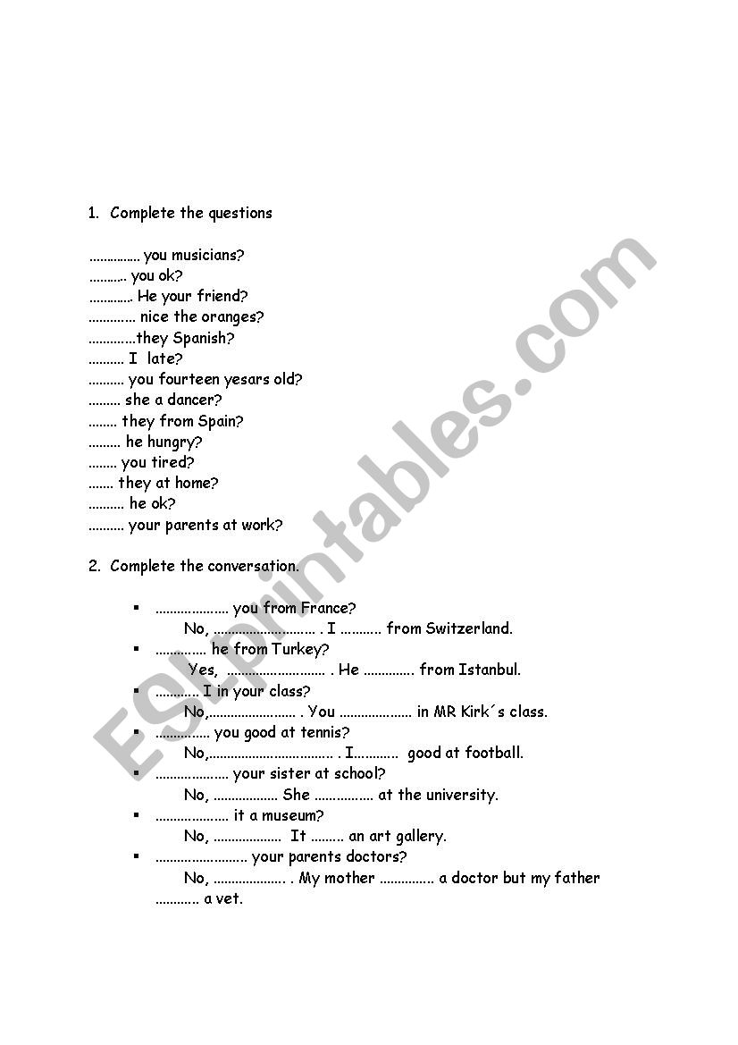 INTERROGATIVE AND ANSWER OF VERB TO BE