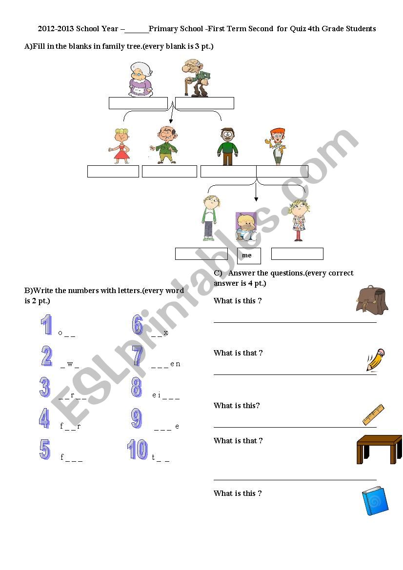 quiz-for 4th grade sts in primary school