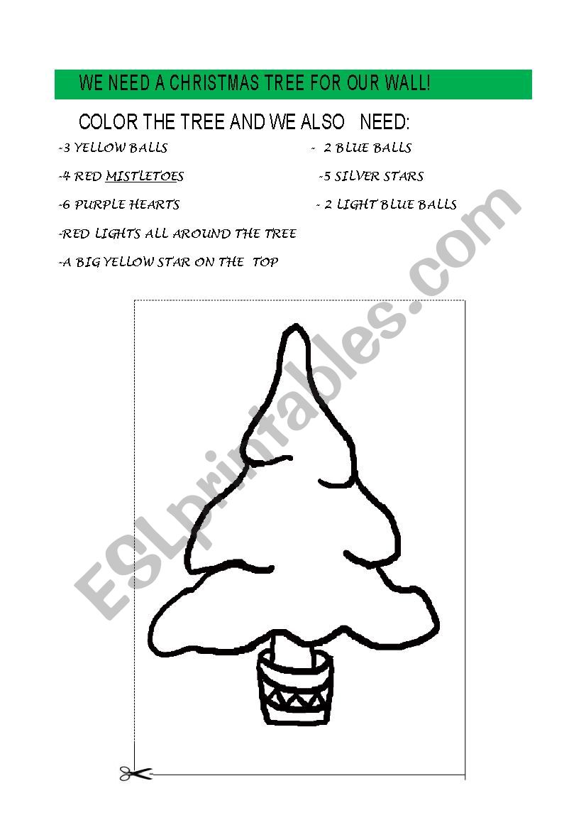 christmas tree-colors worksheet