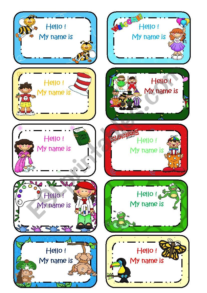 Name tags worksheet