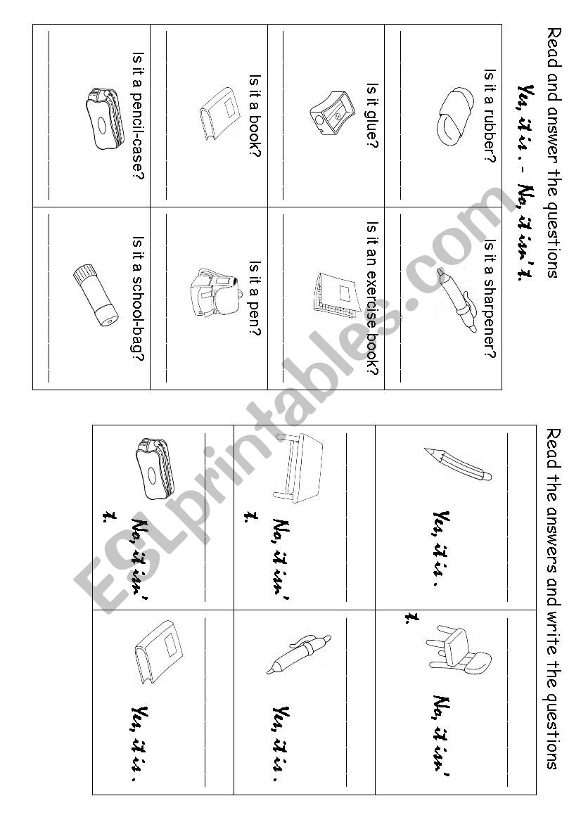 Yes, it is. No, it isnīt (2) worksheet Yes, it is. No, it isnīt (2) worksheet