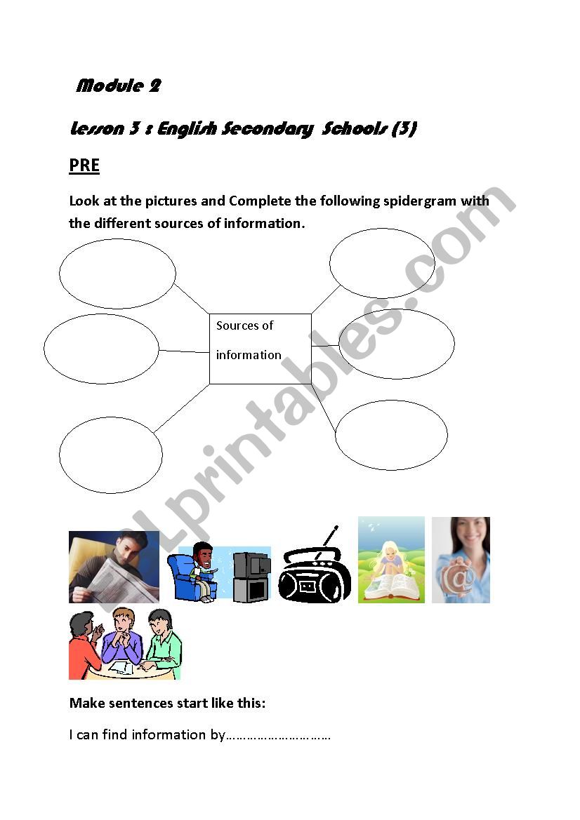 English Secondary schools worksheet