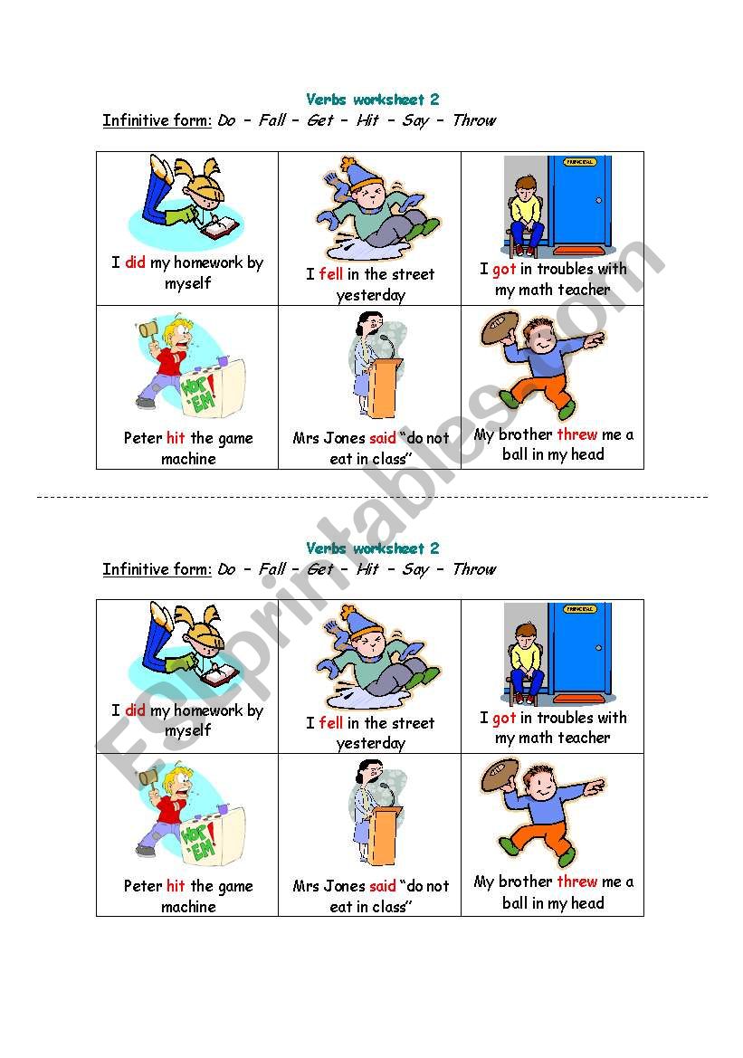 Irregular verbs worksheet