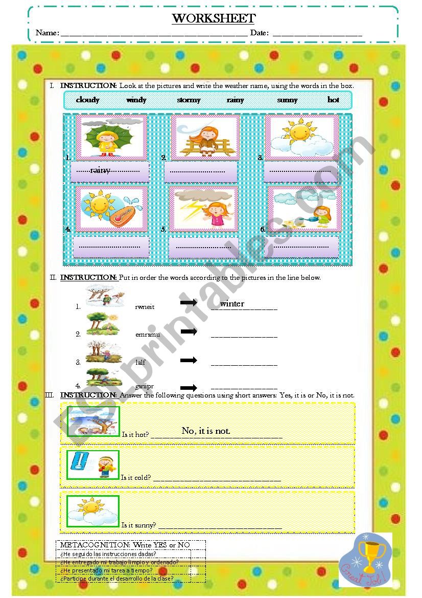 weather and seasons worksheet