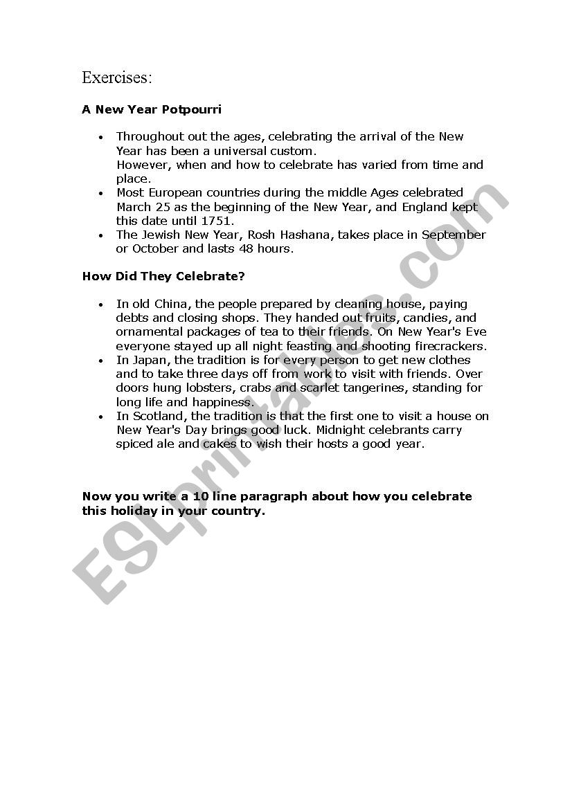 exercises worksheet