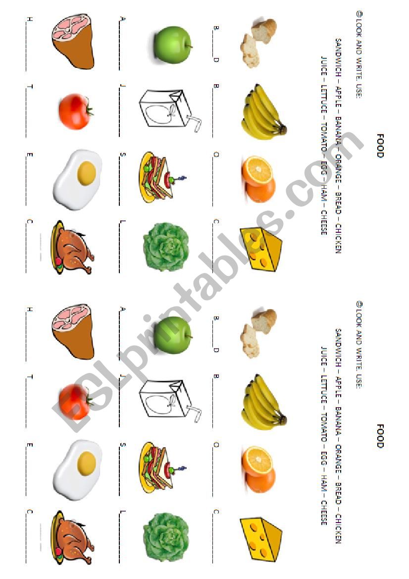 Food worksheet