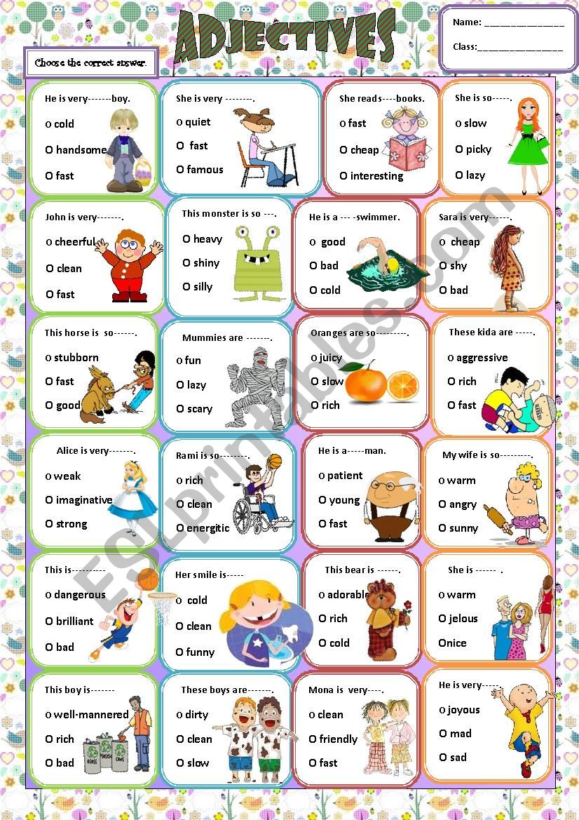 Adjectives worksheet