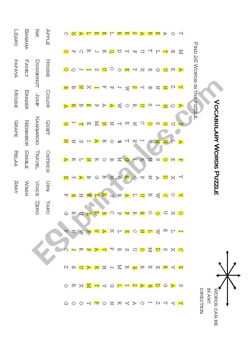 24 word search puzzle worksheet