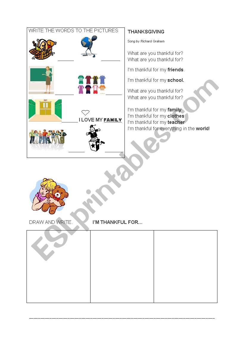 THANKSGIVING worksheet