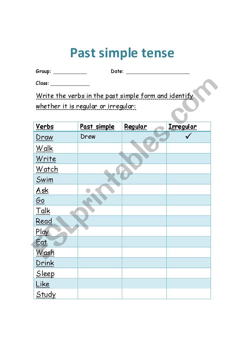 Regular and irregular verbs worksheet