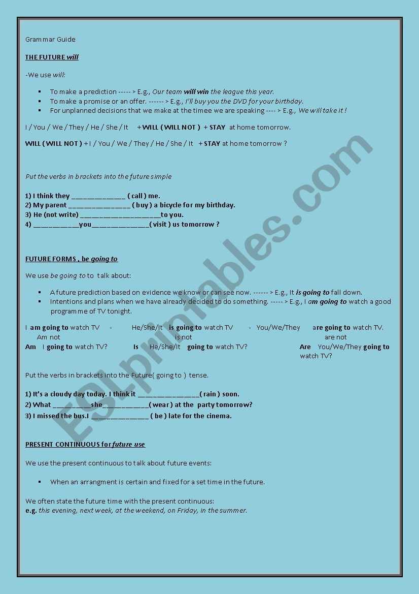 Modals worksheet