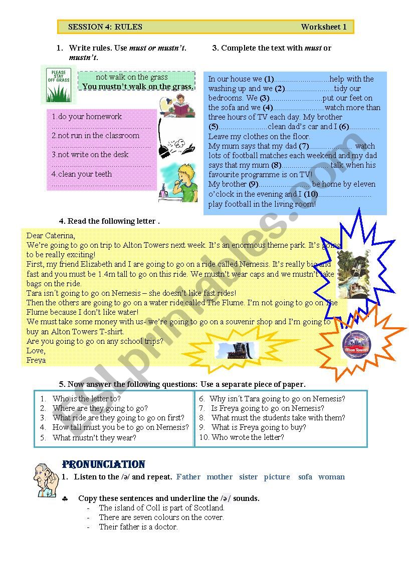 Rules worksheet