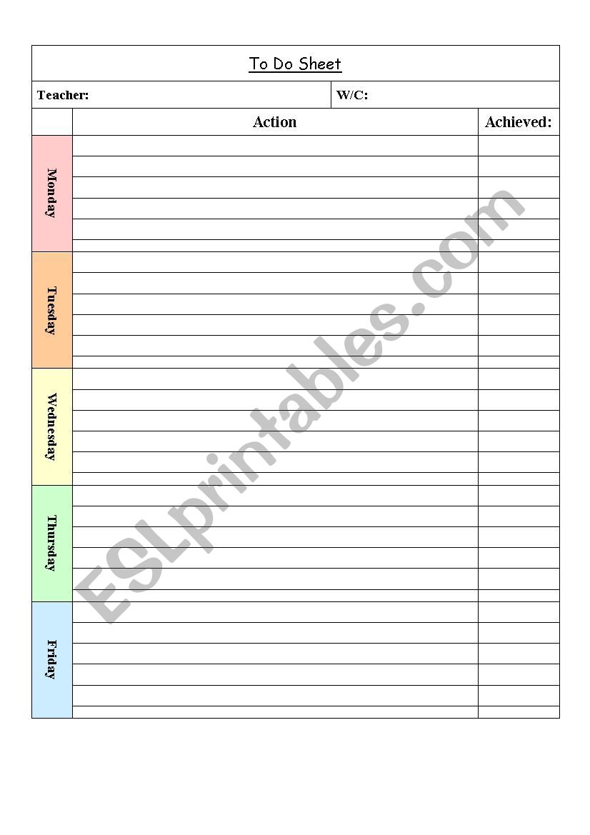 week planning worksheet