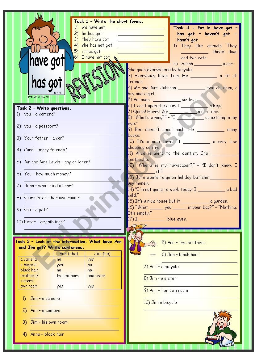 HAVE GOT - HAS GOT worksheet