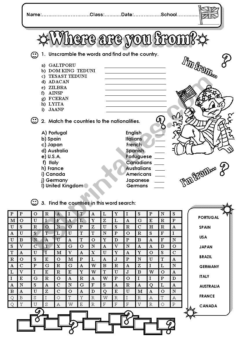 WHERE ARE YOU FROM? - Countries and Nationalities- Fully Editable