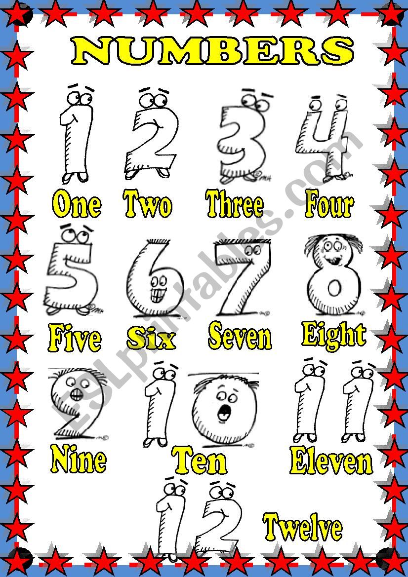 Numbers 1 to 12 - Pictionary worksheet