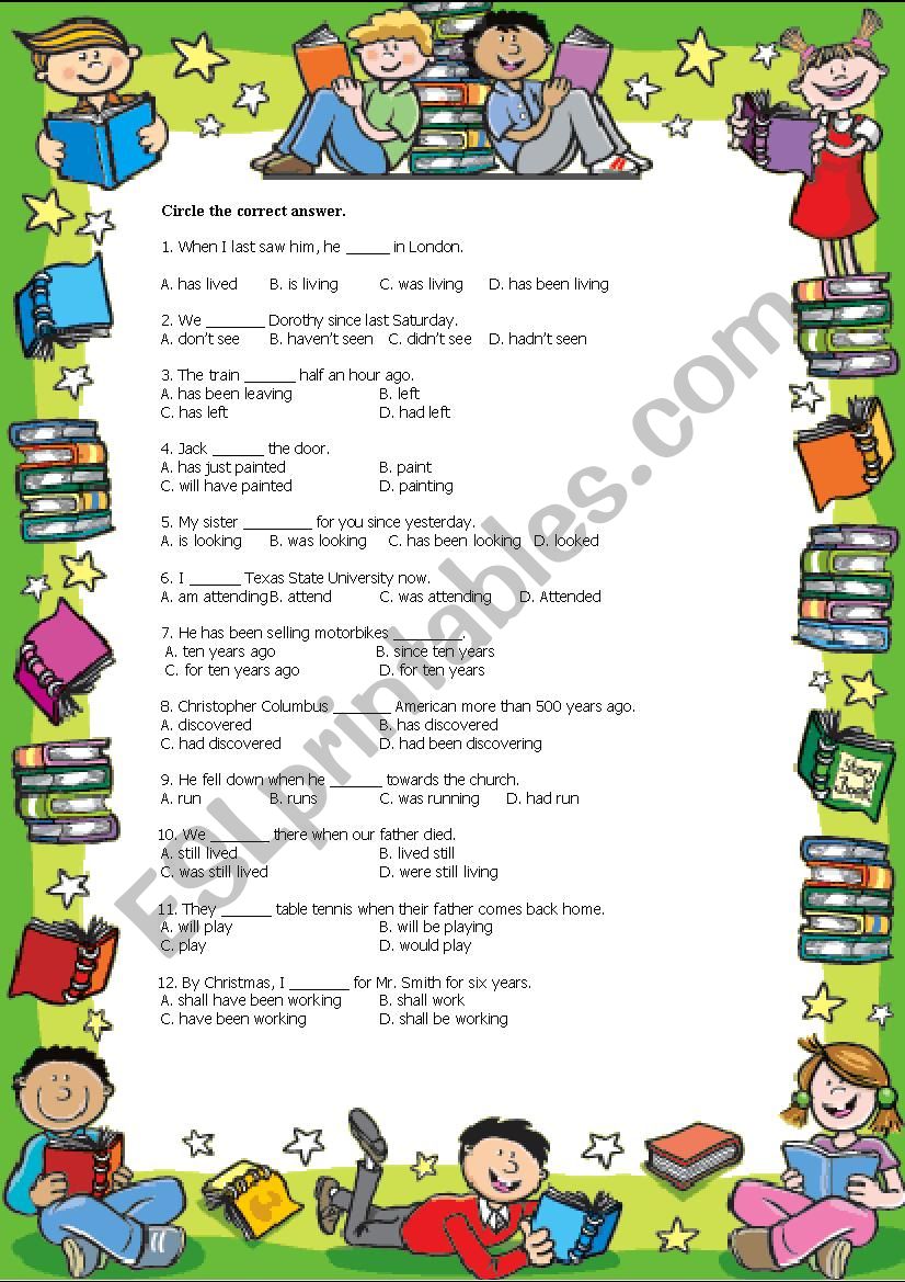 Verb Tenses worksheet