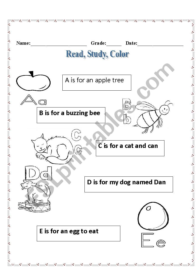 abcde song worksheet