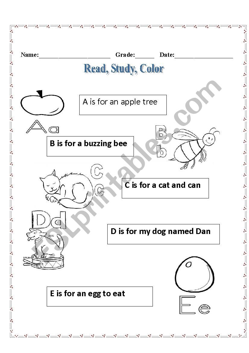 abcde song worksheet