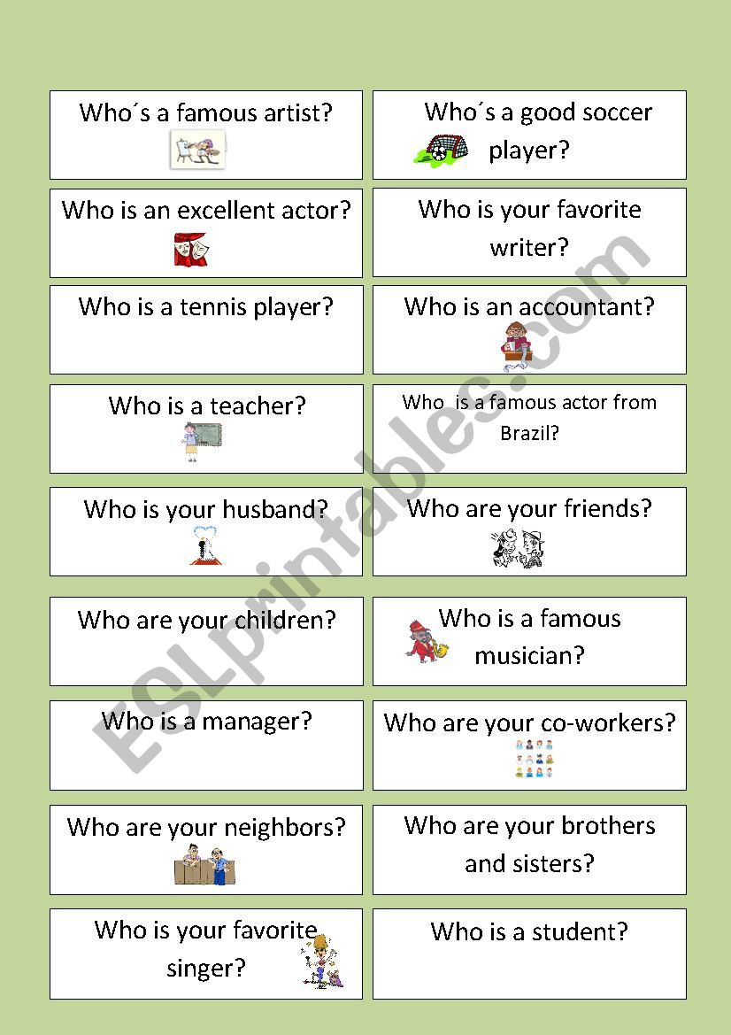 QUESTIONS WITH WHO? worksheet