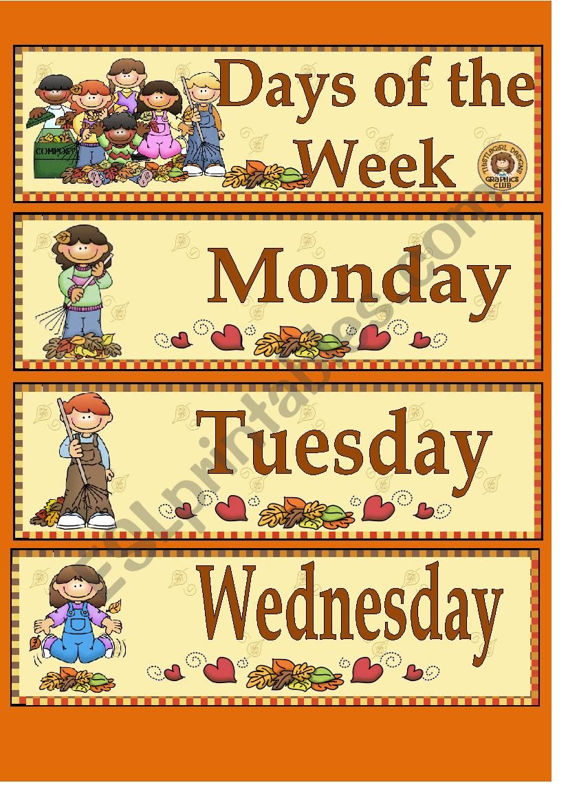 Days Of The Week Poster Free Printable