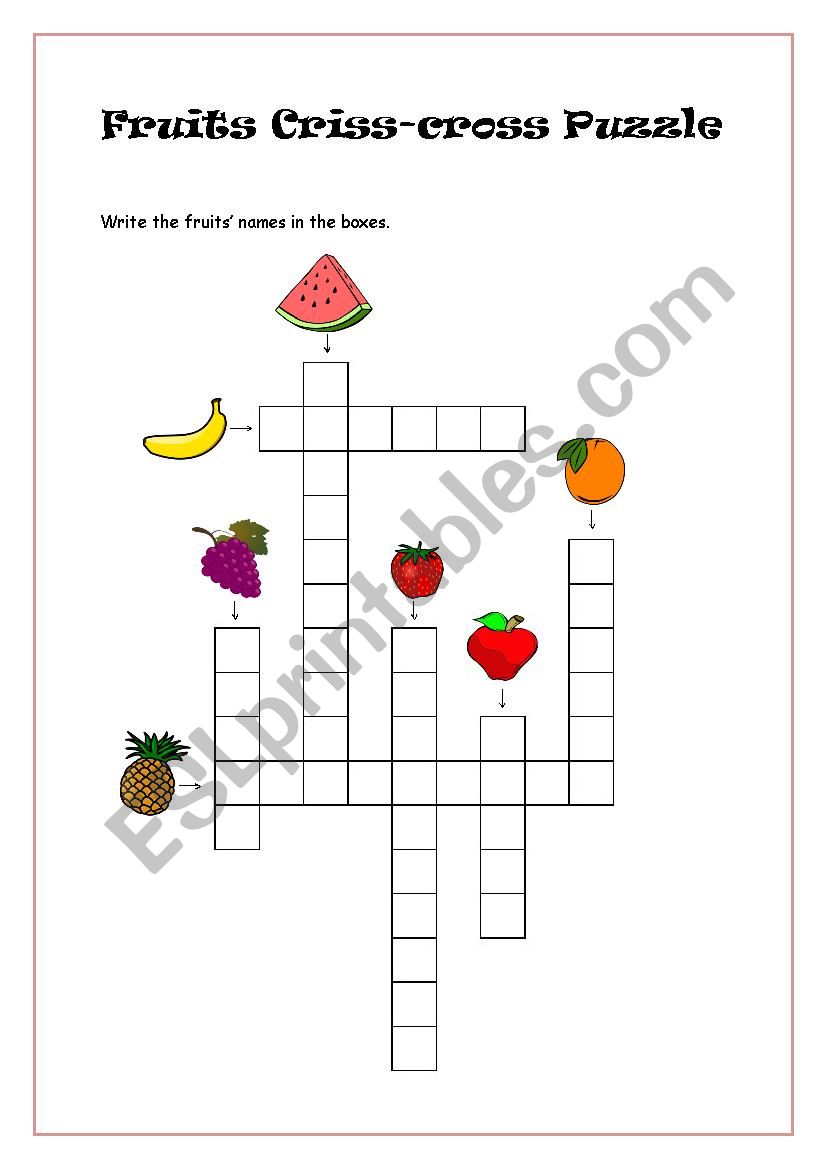 Fruits Criss-cross Puzzle worksheet