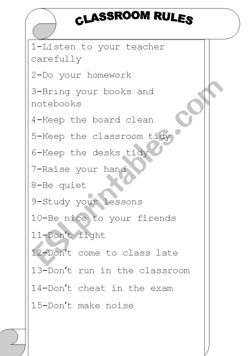 CLASSROOM LANGUAGE worksheet