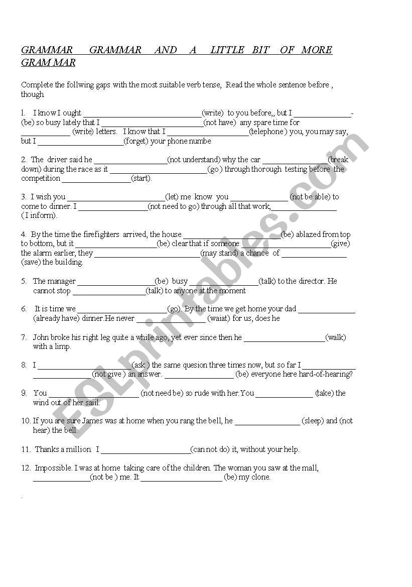 a little bit of more grammar worksheet