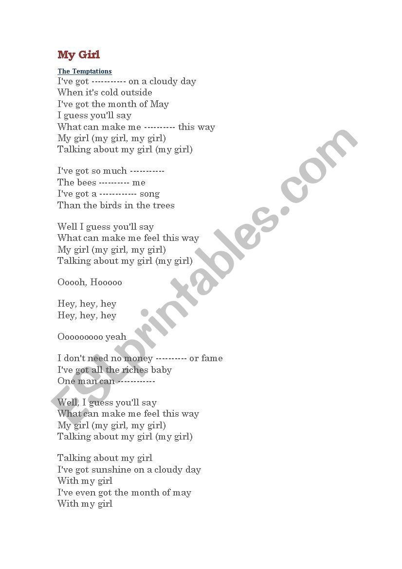 Song worksheet