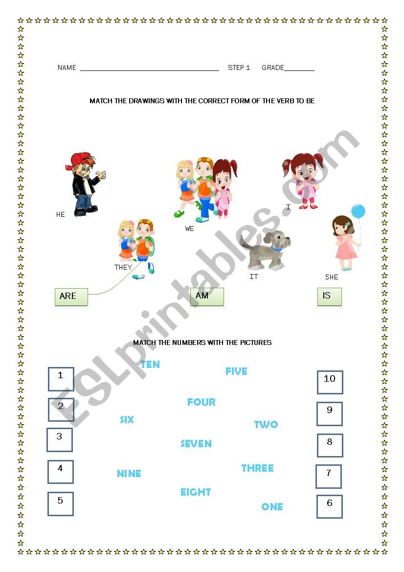 Matching Numbers alphabet And Verb To Be ESL Worksheet By Iribel
