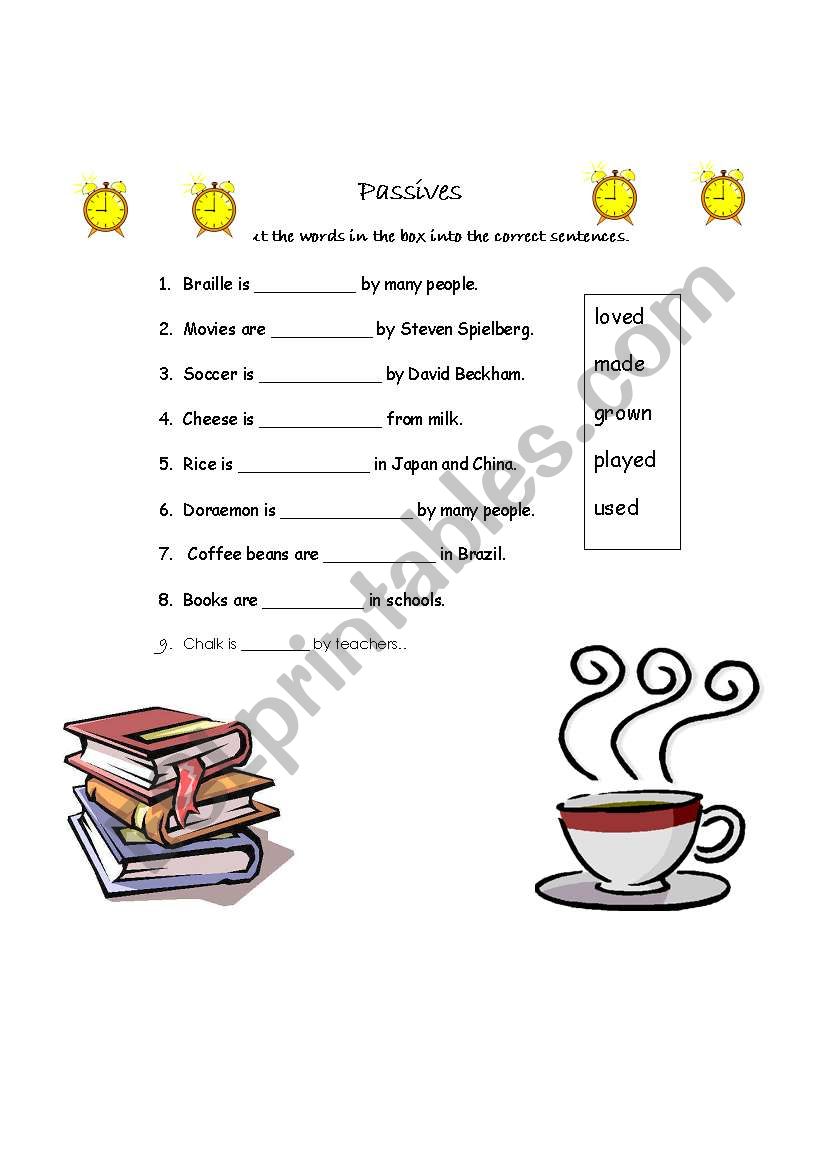 Present Passive Voice - cards and worksheet