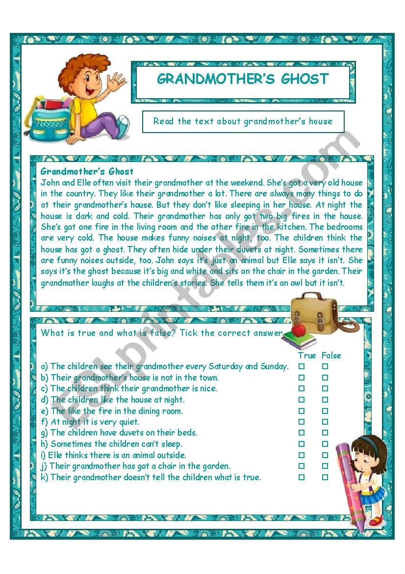 GrandmotherÂ´s Ghost worksheet